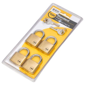 Y110/40 Yale Hangslot: Bescherming: (4), Slotkast Messing (4 Stuks Incl 4 Sleutels) at PLC2Day.com
