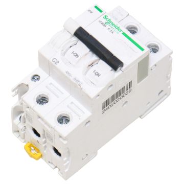 A9F74202 + A9A26924 Schneider Electric iC60N - miniature circuit breaker - 2P - 2A at PLC2Day.com