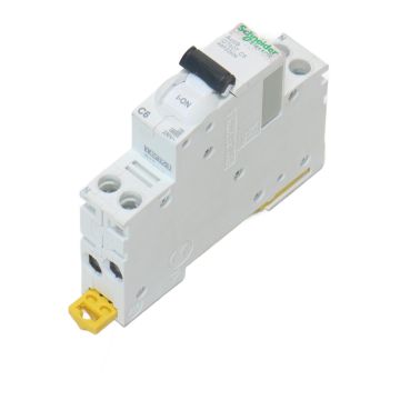 A9P22606 Schneider Electric "A9P22606 Schneider Electric Acti9 iDT40T 1P+N 6A C Curve Miniature Circuit Breaker",