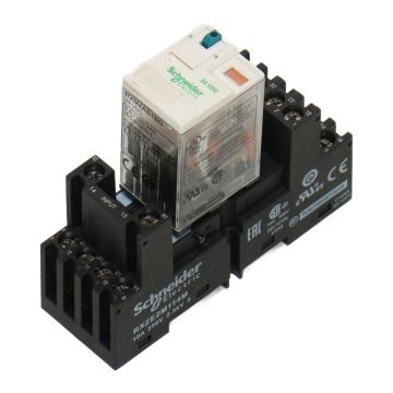 RXM4AB1BD + RXZE2M114M Schneider Electric RXM4AB1BD + RXZE2M114M Schneider Electric Miniature Relay 4C/O 24V DC 6A PLC,