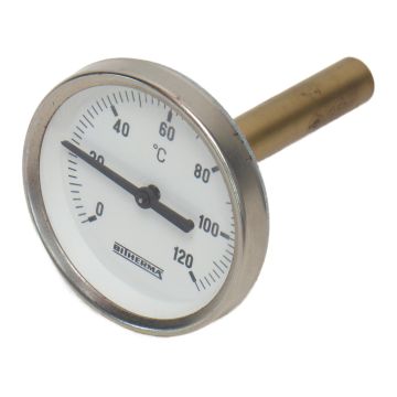 Bimetallic thermometer 63 mm 1/2" external Bitherma Bimetallic Thermometer 63mm 1/2" External Temperature Gauge 0/120C,