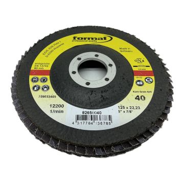 82650040 Flap Disc 125mm x 22.23mm - Grit 40 Format Abrasive flap disc,