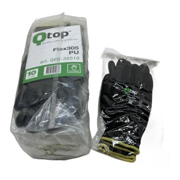 QPB-30510 Flex305 PU Work Gloves - Size 10 X-Large Qtop Polyurethane Coated Safety Gloves,