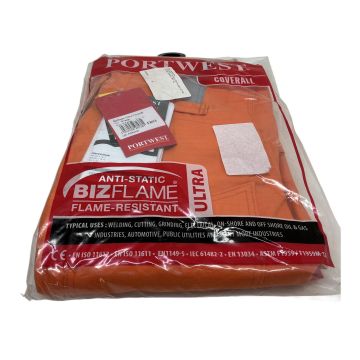 FR93 Bizflame Ultra Coverall Orange - Size XL Regular Portwest Flame-resistant cotton coverall,